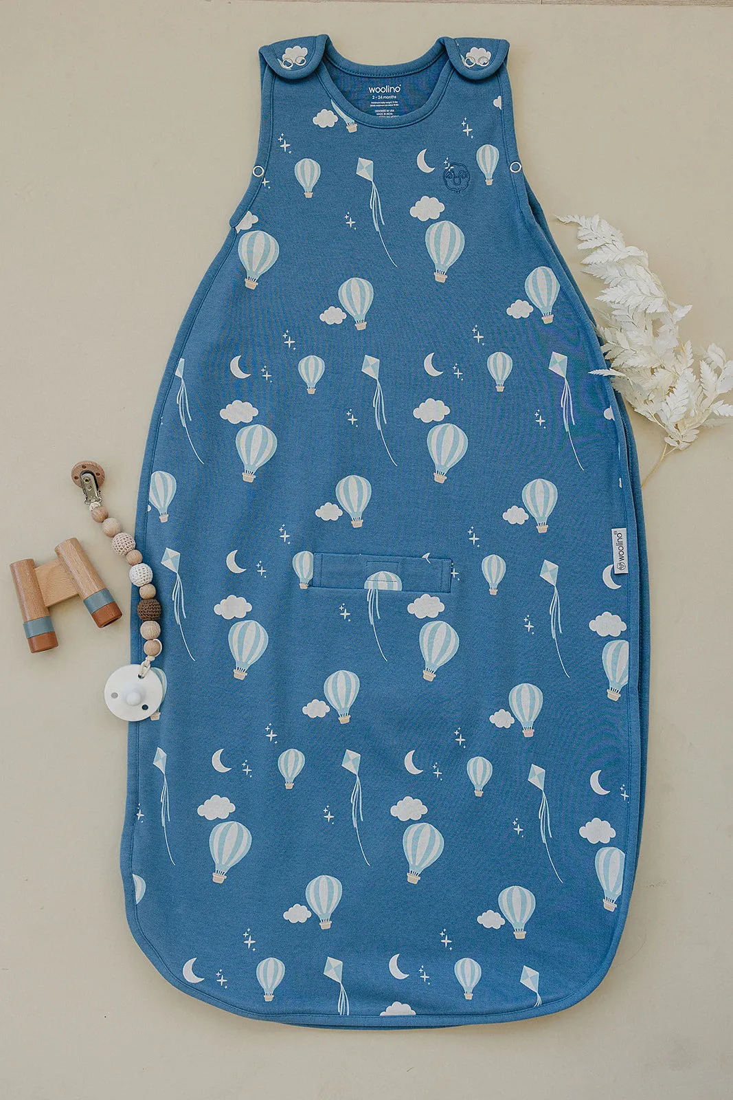 4 Season® Ultimate Baby Sleep Bag, Merino Wool & Organic Cotton, 2 Months - 2 Years, Hot Air Balloon