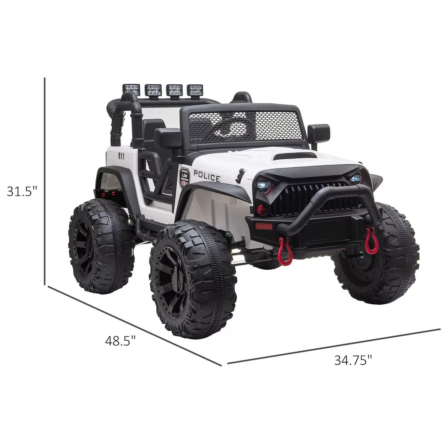 Aosom Kids Ride On Car Electric Truck with 12V Battery Power, Wide Seat Remote control for parents and Bluetooth music, white color Aosom white