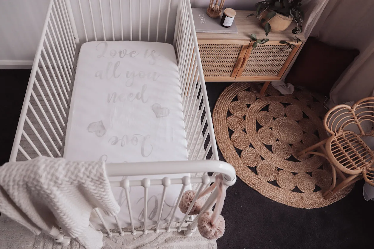 baby luno Bamboo Fitted Cot Sheet - Love Is All You Need