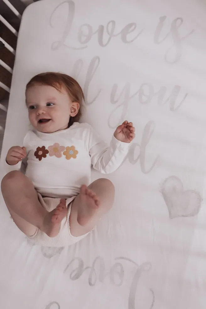 baby luno Bamboo Fitted Cot Sheet - Love Is All You Need