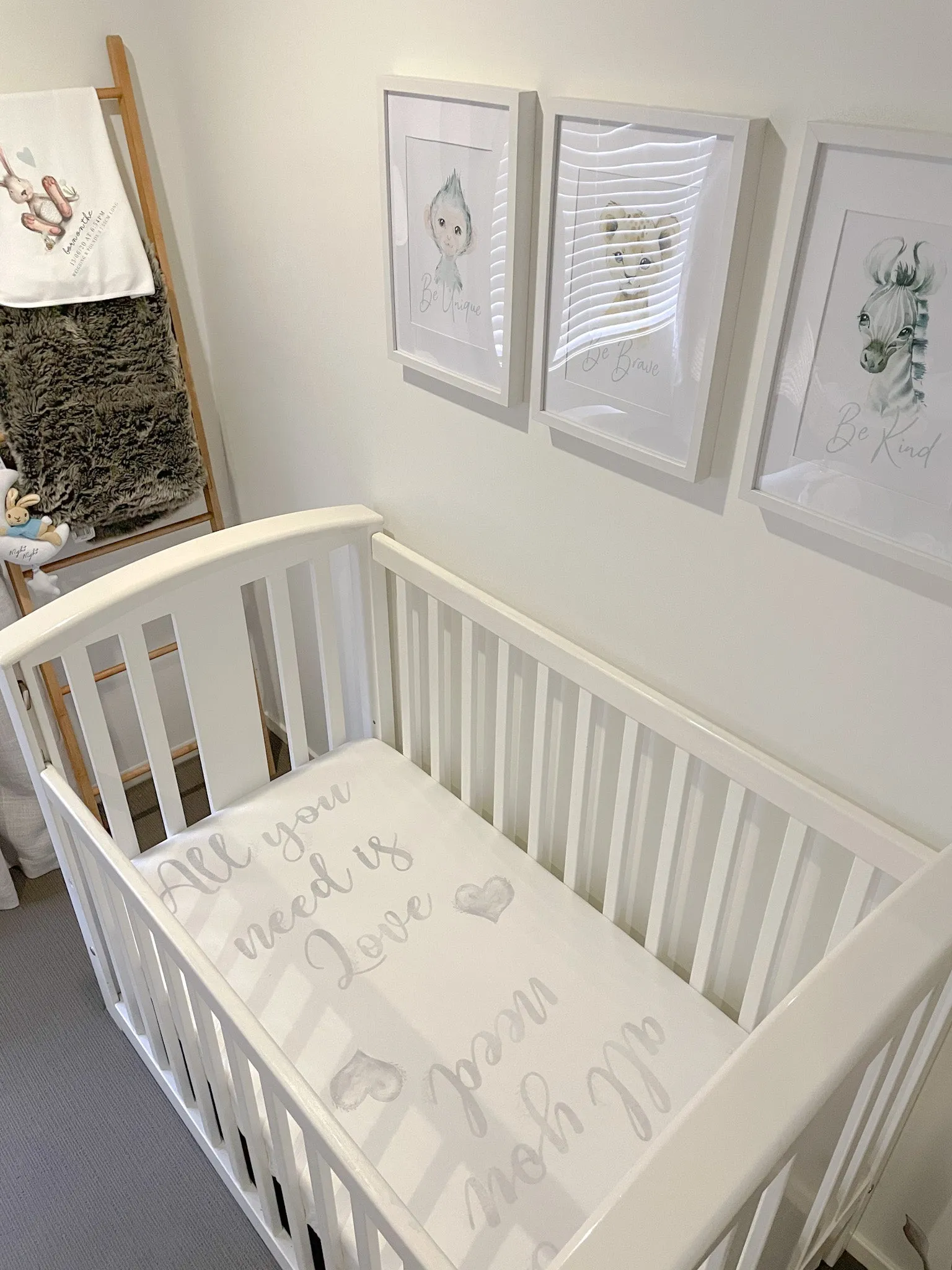 baby luno Bamboo Fitted Cot Sheet - Love Is All You Need