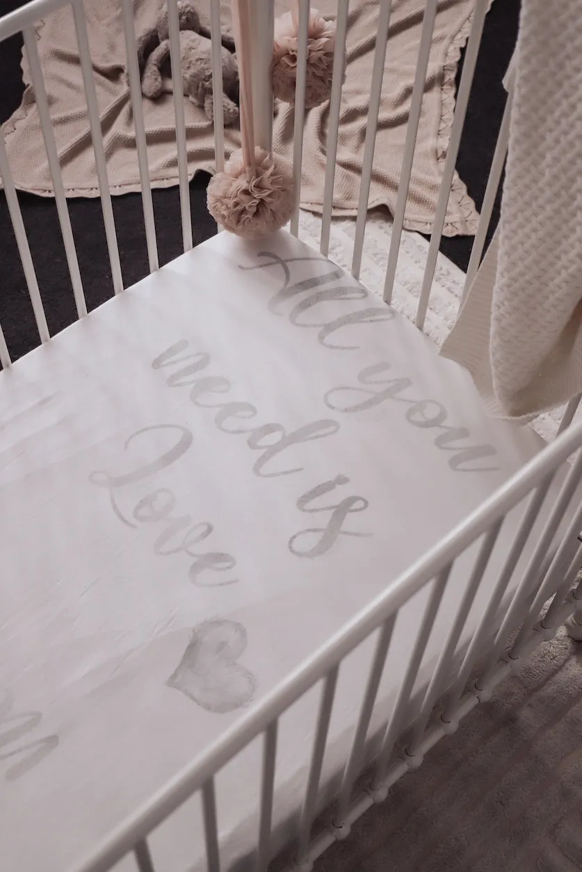 baby luno Bamboo Fitted Cot Sheet - Love Is All You Need