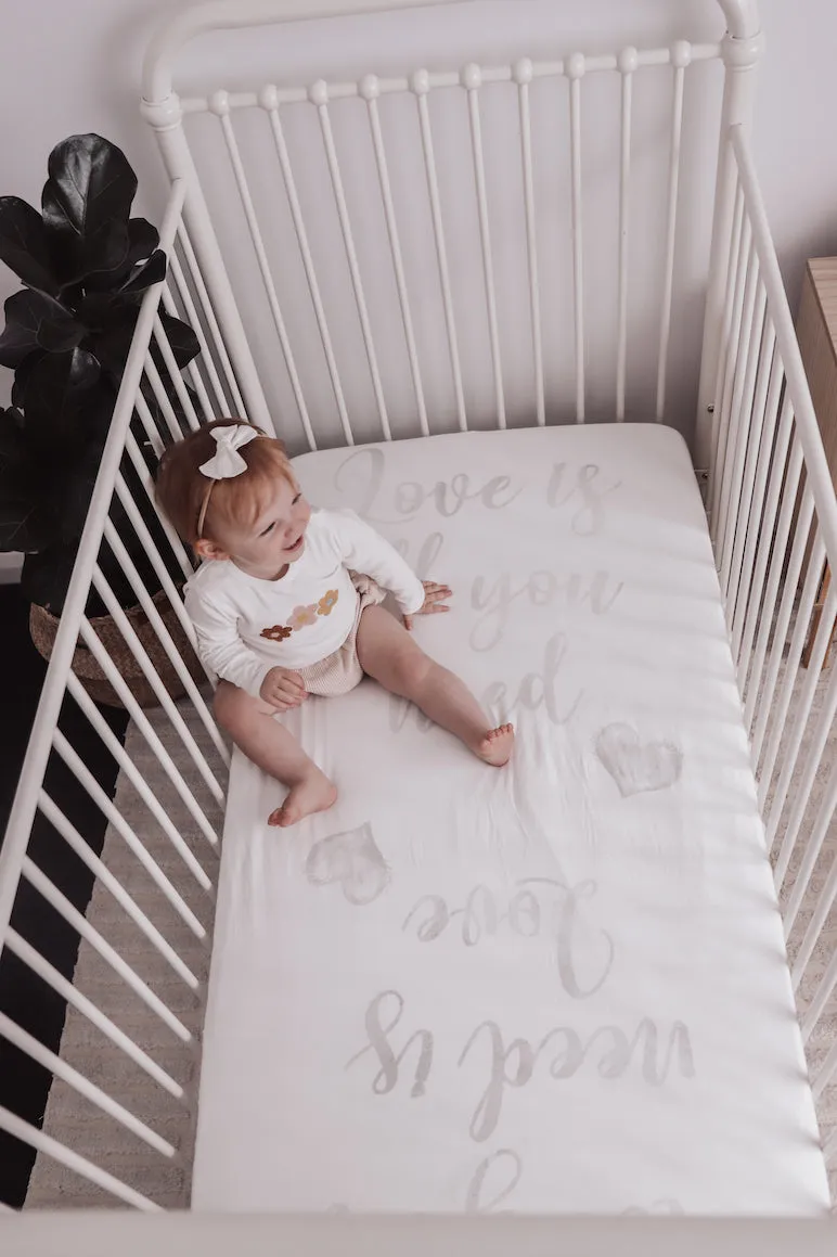 baby luno Bamboo Fitted Cot Sheet - Love Is All You Need