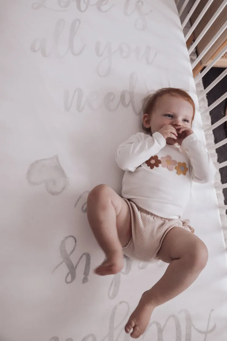 baby luno Bamboo Fitted Cot Sheet - Love Is All You Need