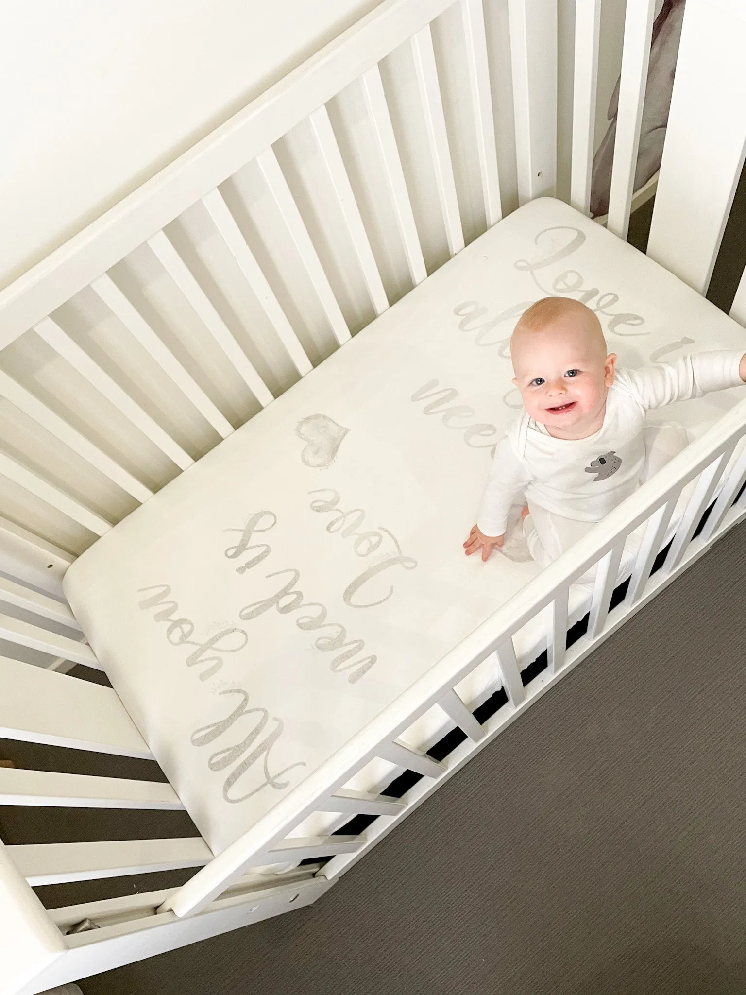 baby luno Bamboo Fitted Cot Sheet - Love Is All You Need