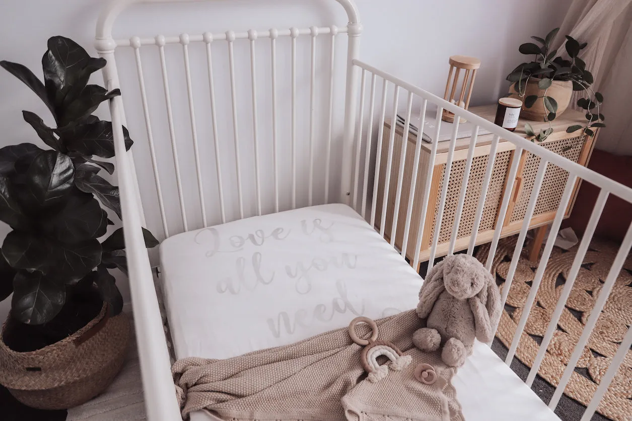 baby luno Bamboo Fitted Cot Sheet - Love Is All You Need