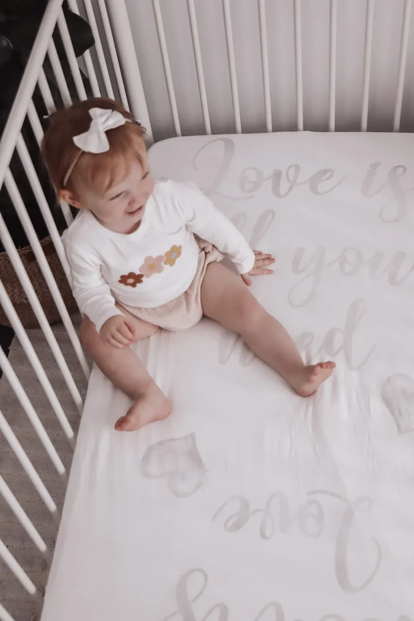 baby luno Bamboo Fitted Cot Sheet - Love Is All You Need