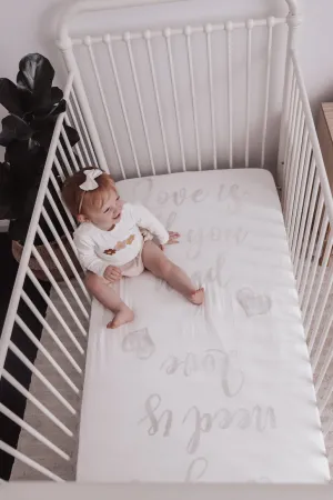 baby luno Bamboo Fitted Cot Sheet - Love Is All You Need