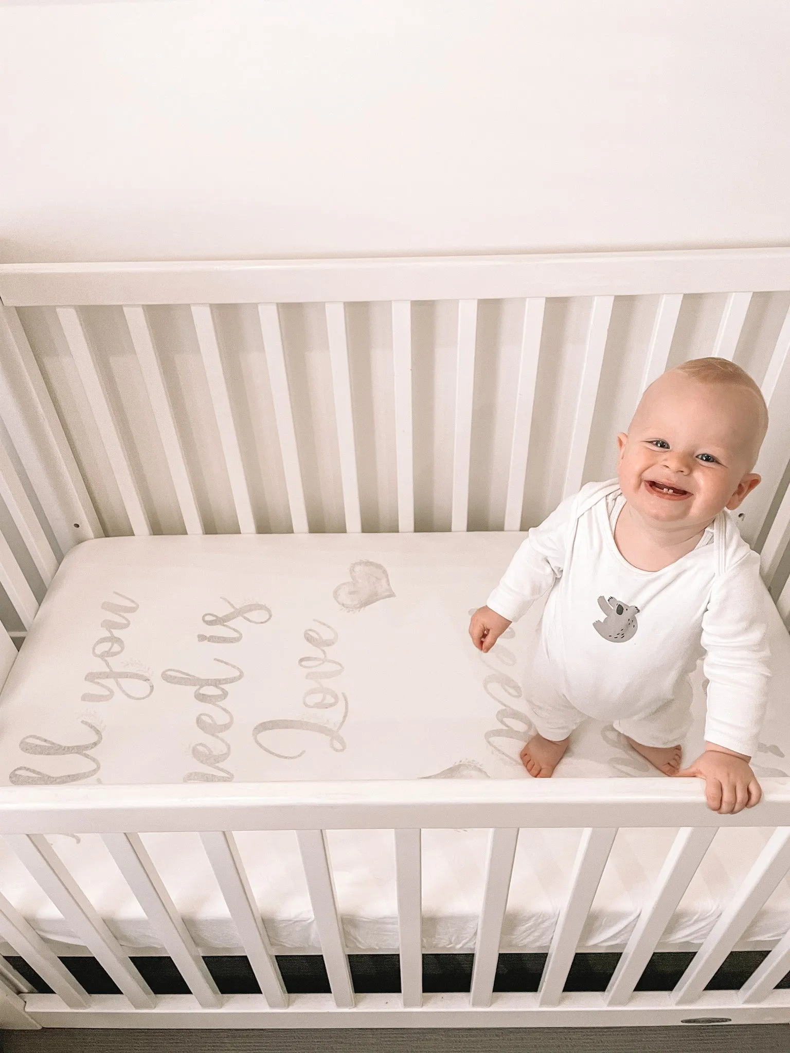 baby luno Bamboo Fitted Cot Sheet - Love Is All You Need