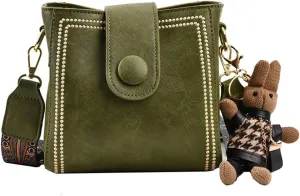 Bootara Bucket Bag, Bootara Women's Vintage Bunny Charm Bucket Bag  Convertible Shoulder Crossbody (Brown)
