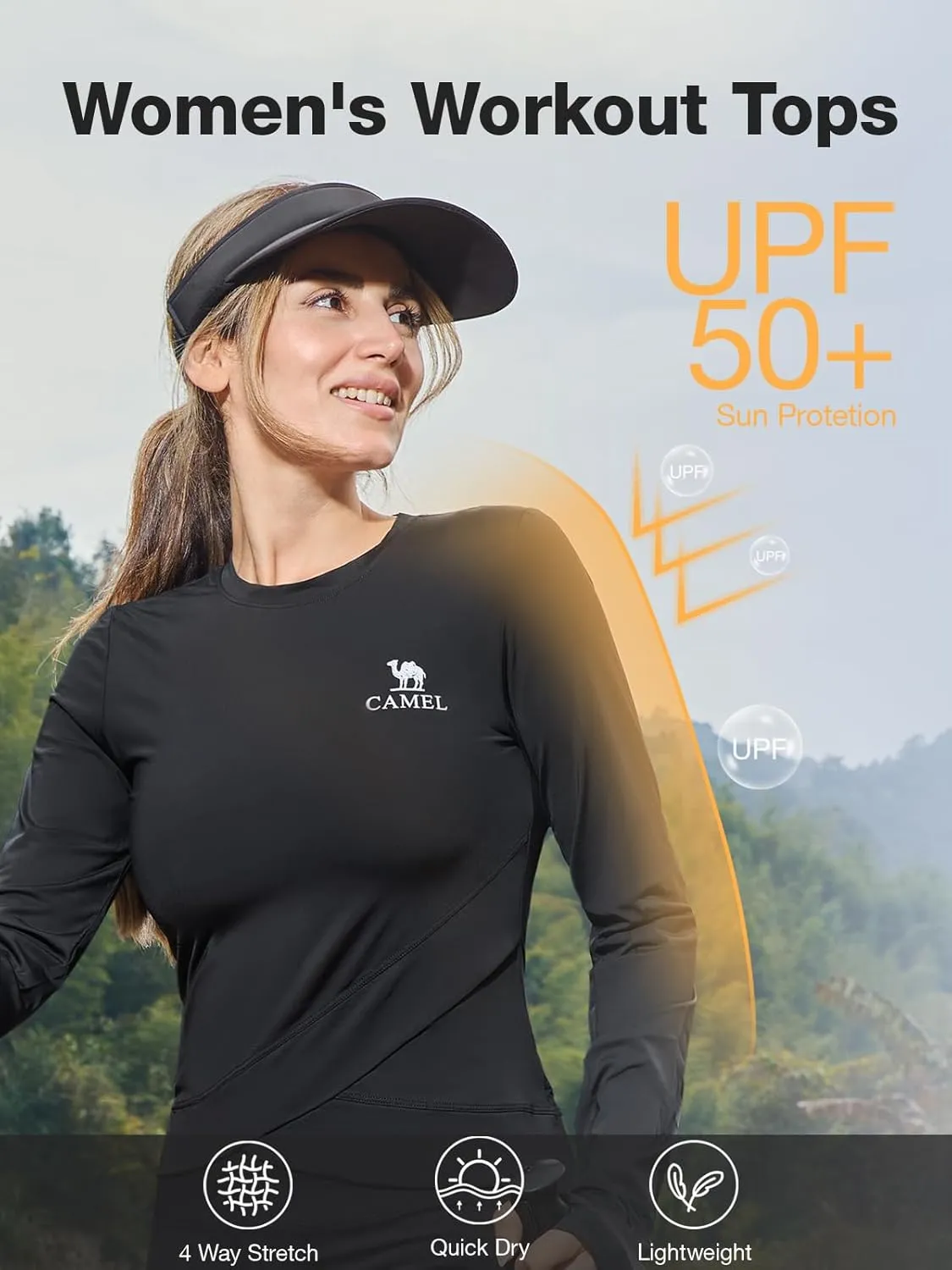 CAMEL CROWN Rash Guard for Women UPF 50  UV Sun Protection Swim Tops Women Lightweight Quick Dry