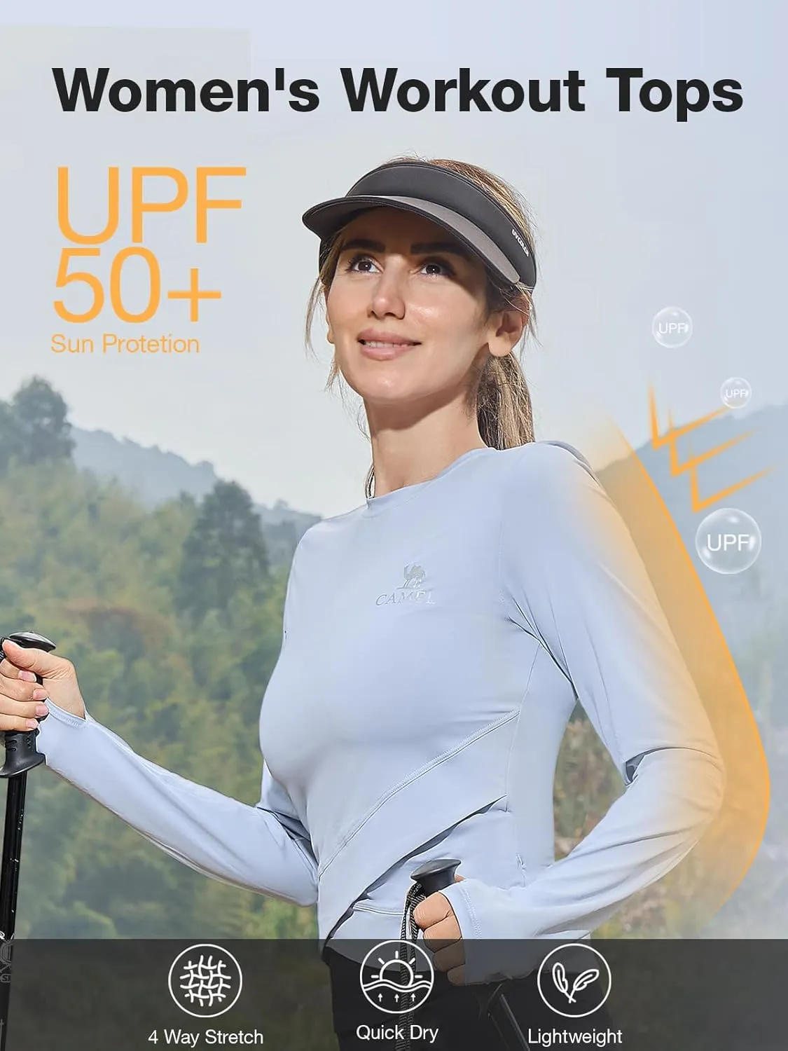 CAMEL CROWN Rash Guard for Women UPF 50  UV Sun Protection Swim Tops Women Lightweight Quick Dry