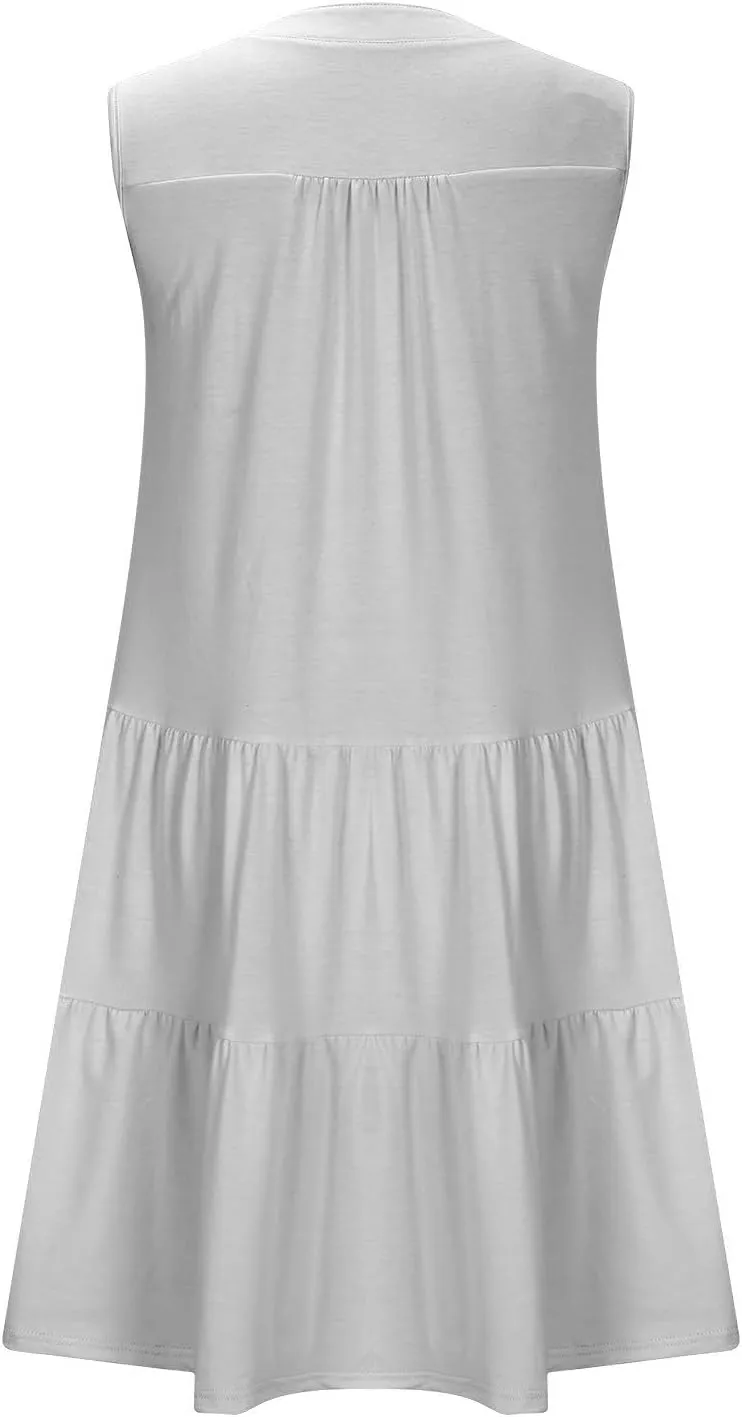 Casual Dresses for Women Loose Fit Mini Dress Cute Short Dresses Sleeveless T Shirt Dress Beach Vacation Sundresses