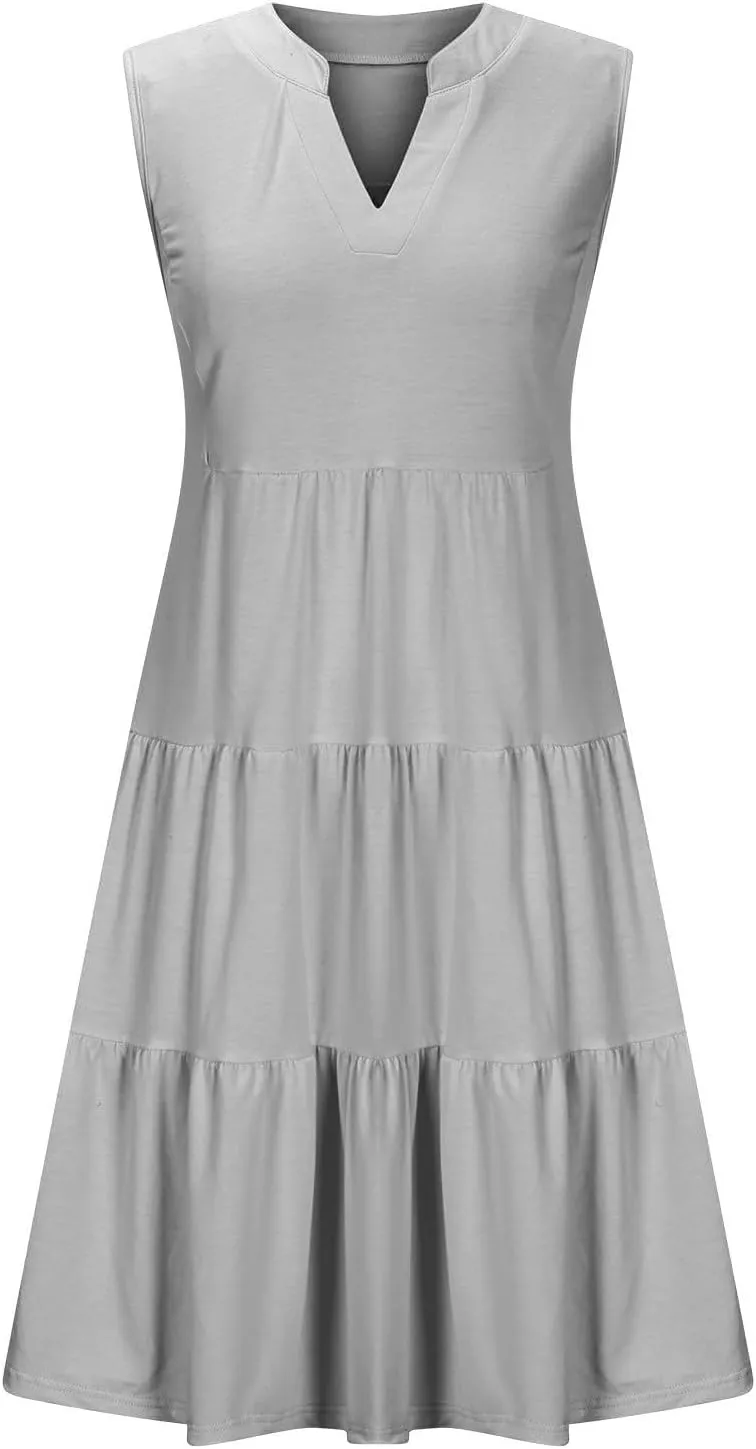 Casual Dresses for Women Loose Fit Mini Dress Cute Short Dresses Sleeveless T Shirt Dress Beach Vacation Sundresses