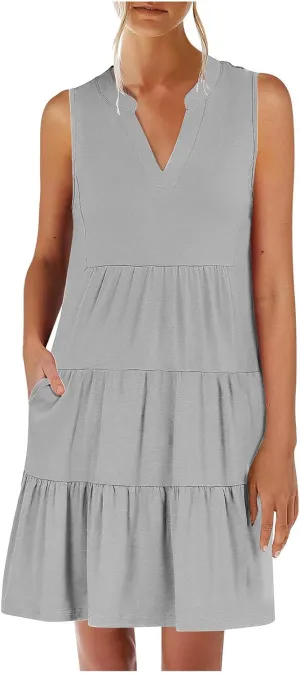 Casual Dresses for Women Loose Fit Mini Dress Cute Short Dresses Sleeveless T Shirt Dress Beach Vacation Sundresses