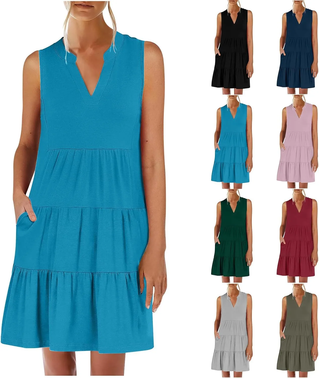 Casual Dresses for Women Loose Fit Mini Dress Cute Short Dresses Sleeveless T Shirt Dress Beach Vacation Sundresses
