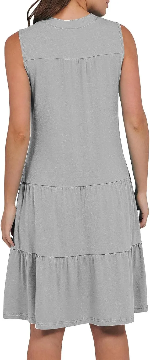 Casual Dresses for Women Loose Fit Mini Dress Cute Short Dresses Sleeveless T Shirt Dress Beach Vacation Sundresses
