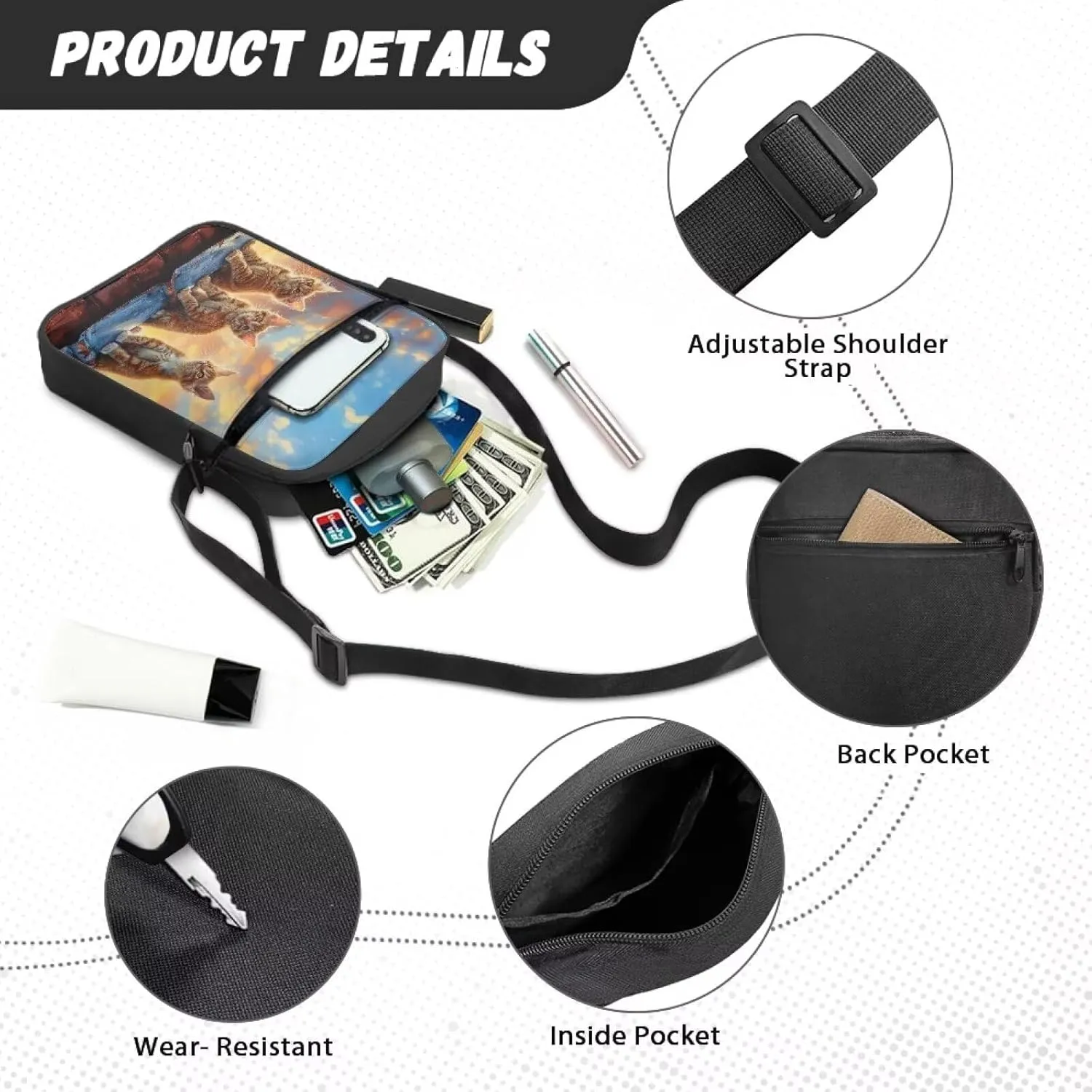 Cossbody Bag Messenger Bag Crossbody Bag Handbag Purse Shoulder Bag with Front Pocket Adjustable