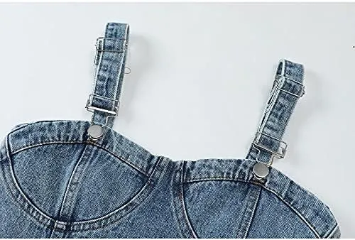Cotton Shirts for Women Women's 2-Piece Blouse, Short-Sleeved Bottoming, Short Denim Camisole   Women's T-Shirt Set