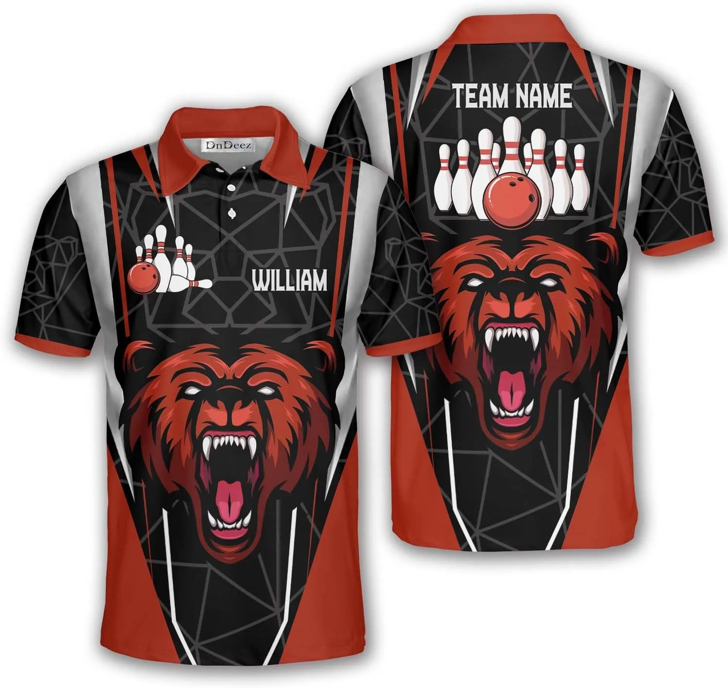 Custom Bowling Shirts for Men, Bowling Jerseys Unisex Polo Animals Wolf Bear Eagle, Sizes S - 5XL