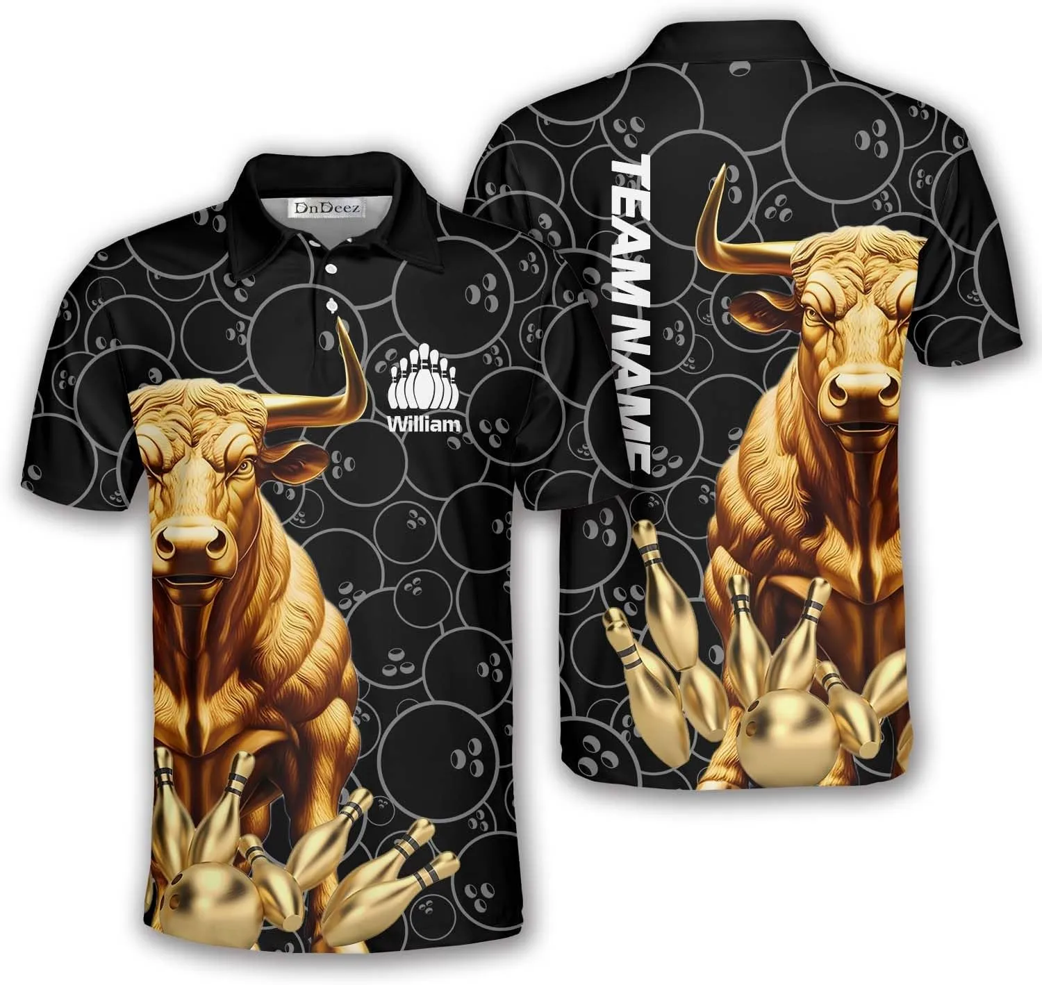Custom Bowling Shirts for Men, Bowling Jerseys Unisex Polo Animals Wolf Bear Eagle, Sizes S - 5XL