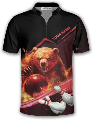 Custom Bowling Shirts for Men, Bowling Jerseys Unisex Polo Animals Wolf Bear Eagle, Sizes S - 5XL