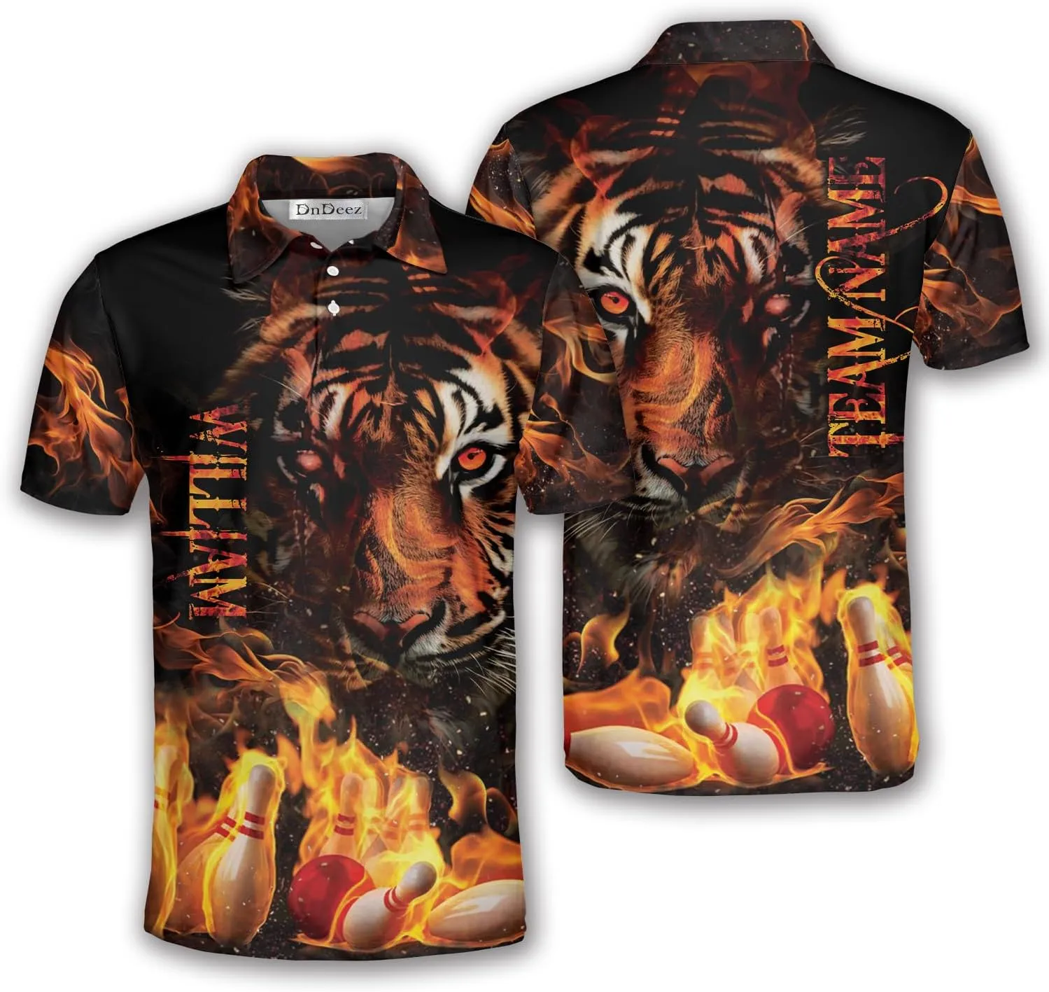 Custom Bowling Shirts for Men, Bowling Jerseys Unisex Polo Animals Wolf Bear Eagle, Sizes S - 5XL
