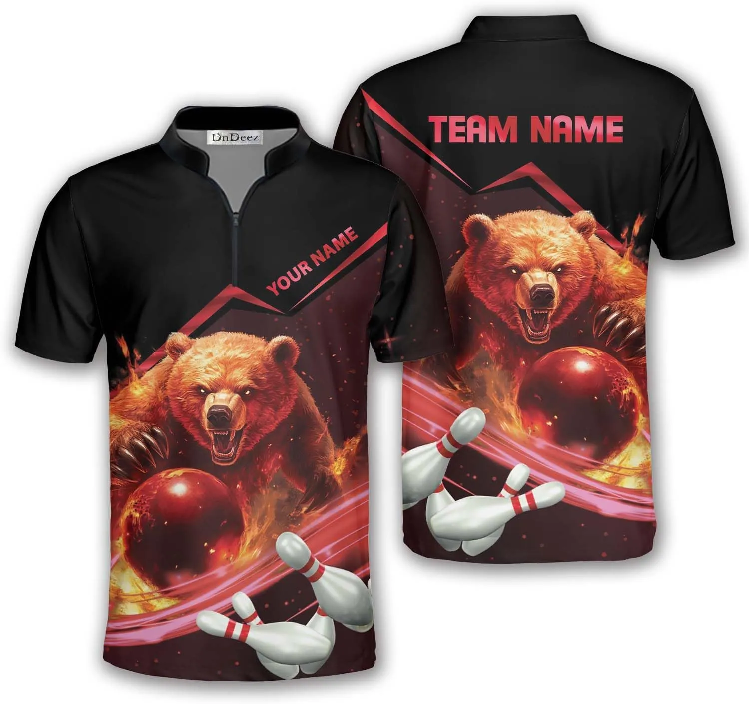 Custom Bowling Shirts for Men, Bowling Jerseys Unisex Polo Animals Wolf Bear Eagle, Sizes S - 5XL