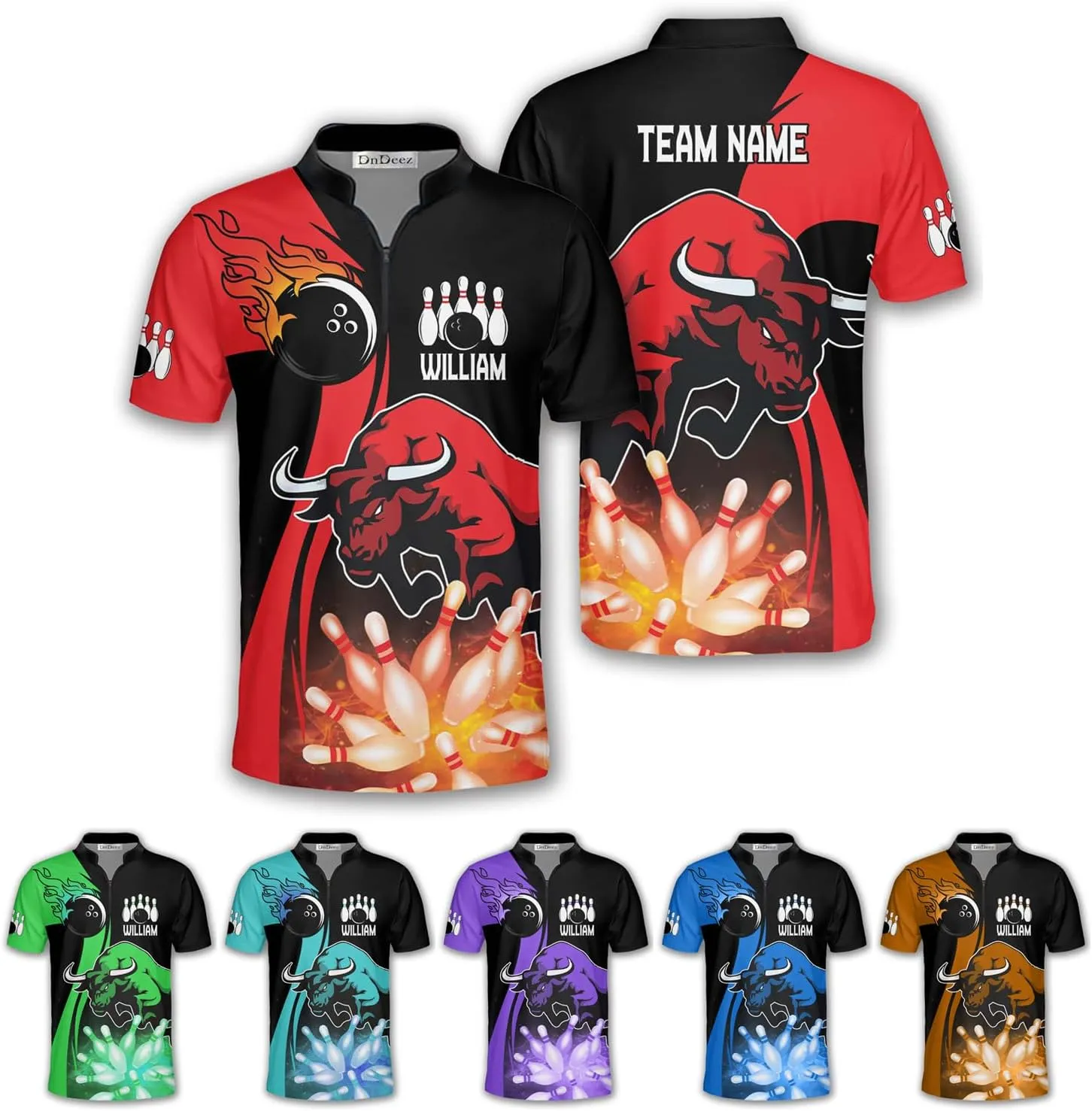 Custom Bowling Shirts for Men, Bowling Jerseys Unisex Polo Animals Wolf Bear Eagle, Sizes S - 5XL