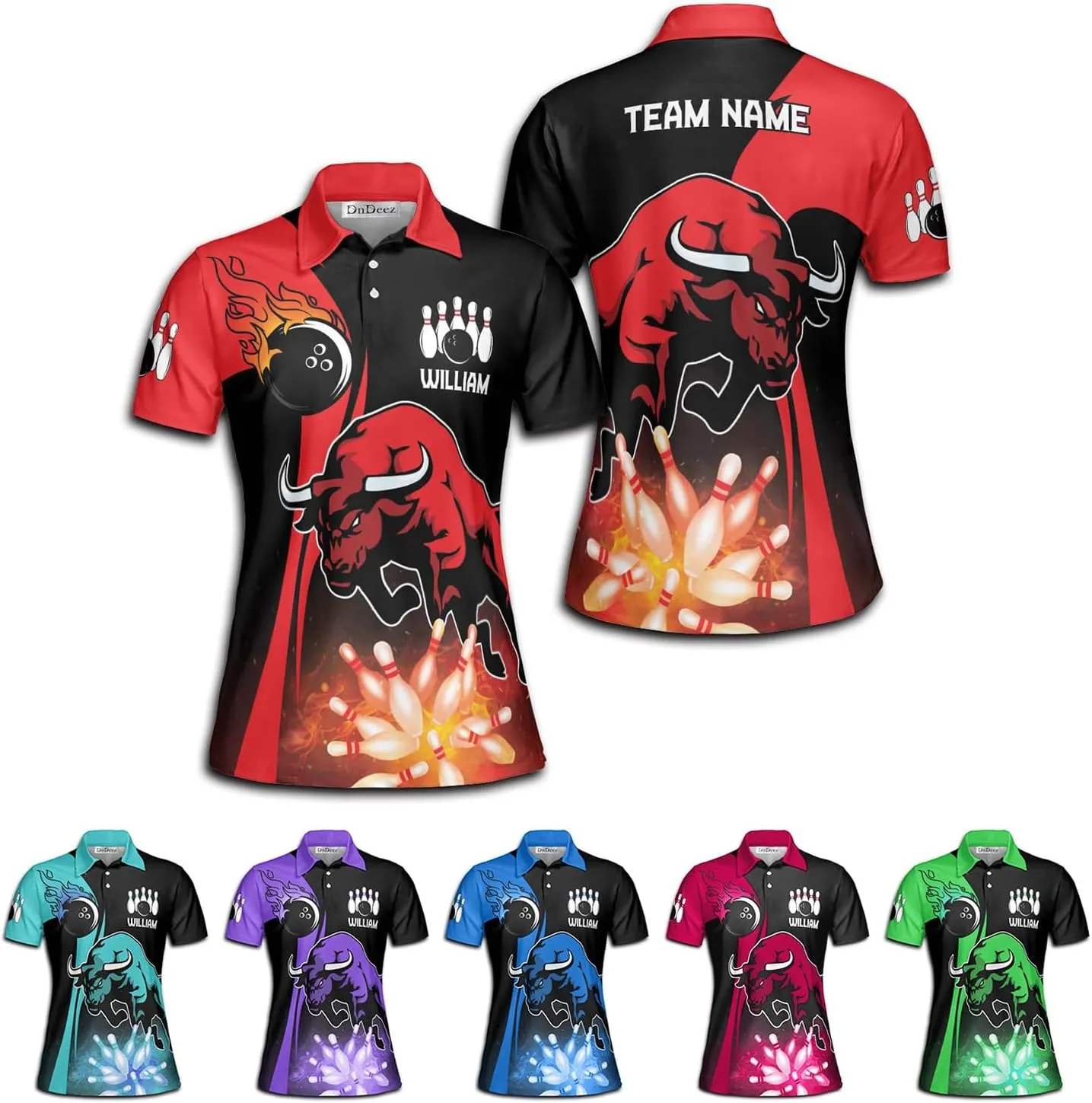 Custom Bowling Shirts for Men, Bowling Jerseys Unisex Polo Animals Wolf Bear Eagle, Sizes S - 5XL