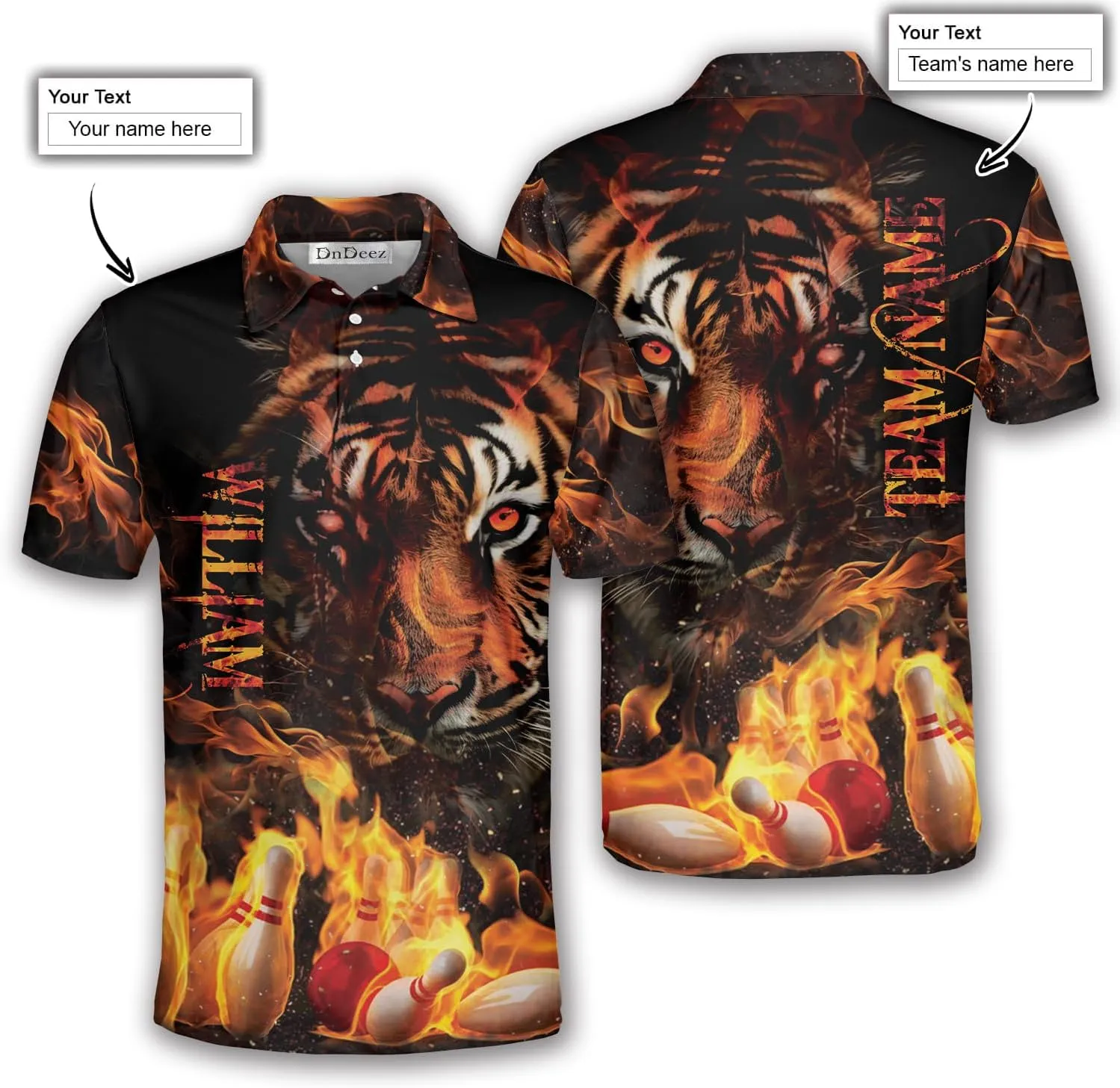 Custom Bowling Shirts for Men, Bowling Jerseys Unisex Polo Animals Wolf Bear Eagle, Sizes S - 5XL