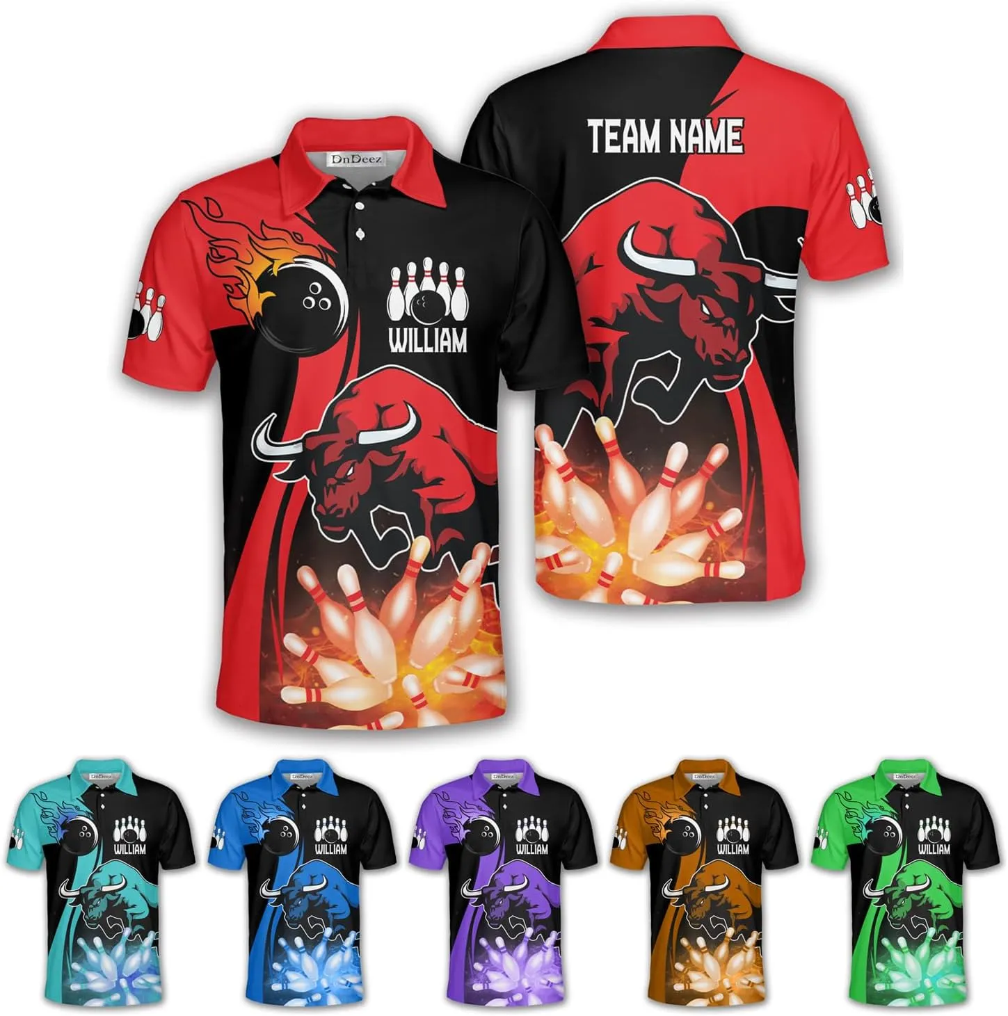 Custom Bowling Shirts for Men, Bowling Jerseys Unisex Polo Animals Wolf Bear Eagle, Sizes S - 5XL