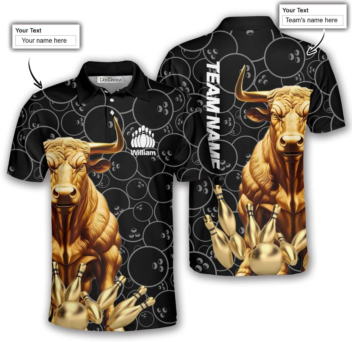 Custom Bowling Shirts for Men, Bowling Jerseys Unisex Polo Animals Wolf Bear Eagle, Sizes S - 5XL
