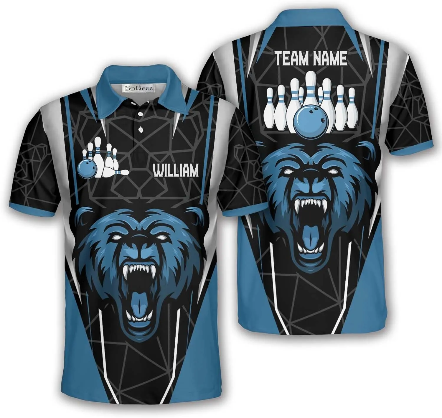 Custom Bowling Shirts for Men, Bowling Jerseys Unisex Polo Animals Wolf Bear Eagle, Sizes S - 5XL
