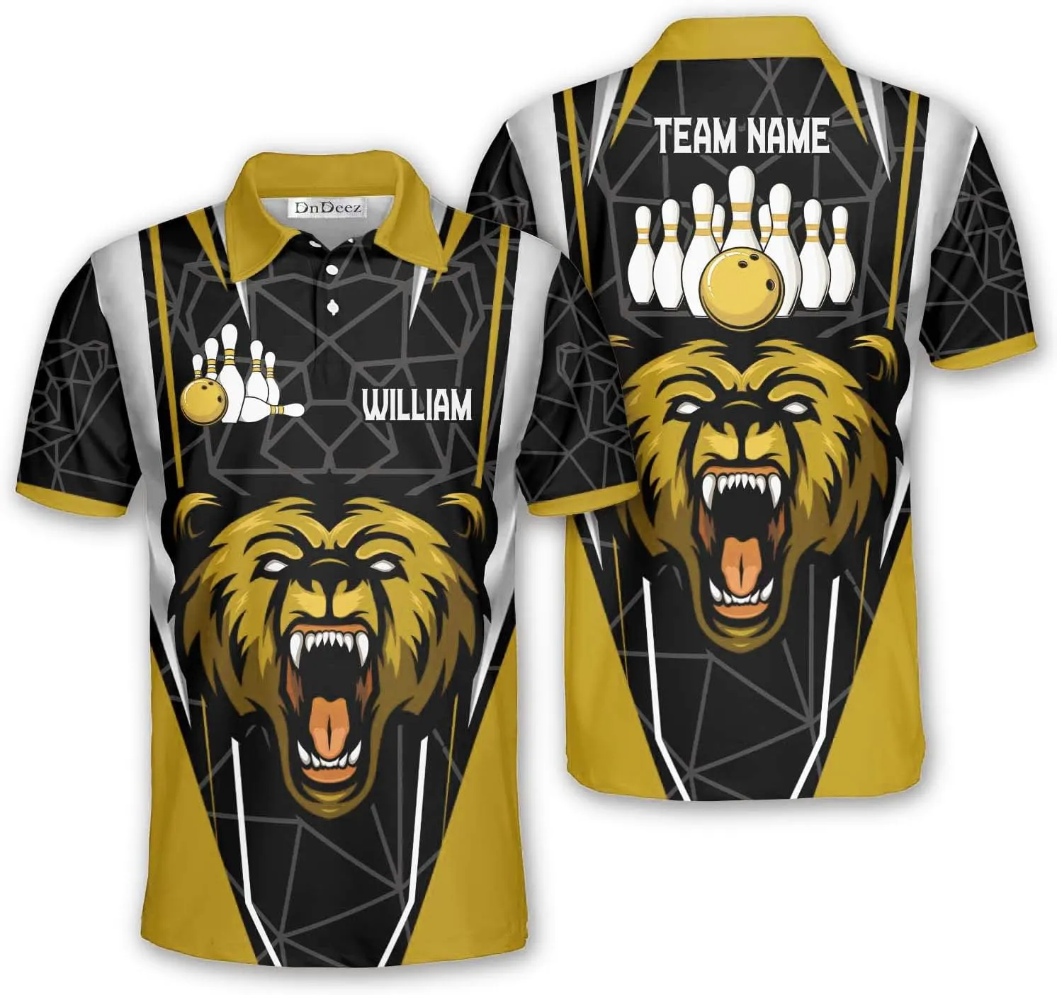 Custom Bowling Shirts for Men, Bowling Jerseys Unisex Polo Animals Wolf Bear Eagle, Sizes S - 5XL