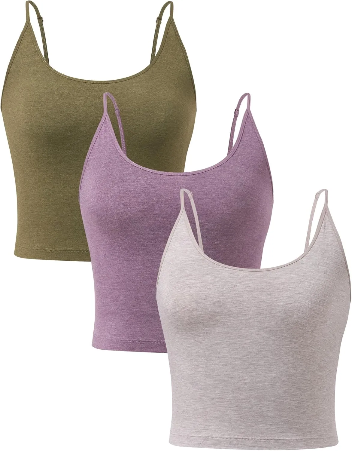 DAVID ARCHY Women's Crop 3-Pack Seamless Bamboo Rayon Camisole Crop Tank Tops No Pad