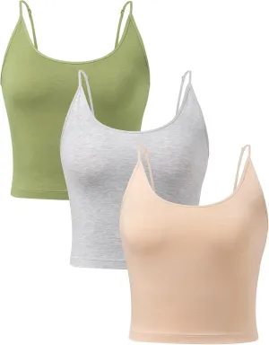 DAVID ARCHY Women's Crop 3-Pack Seamless Bamboo Rayon Camisole Crop Tank Tops No Pad