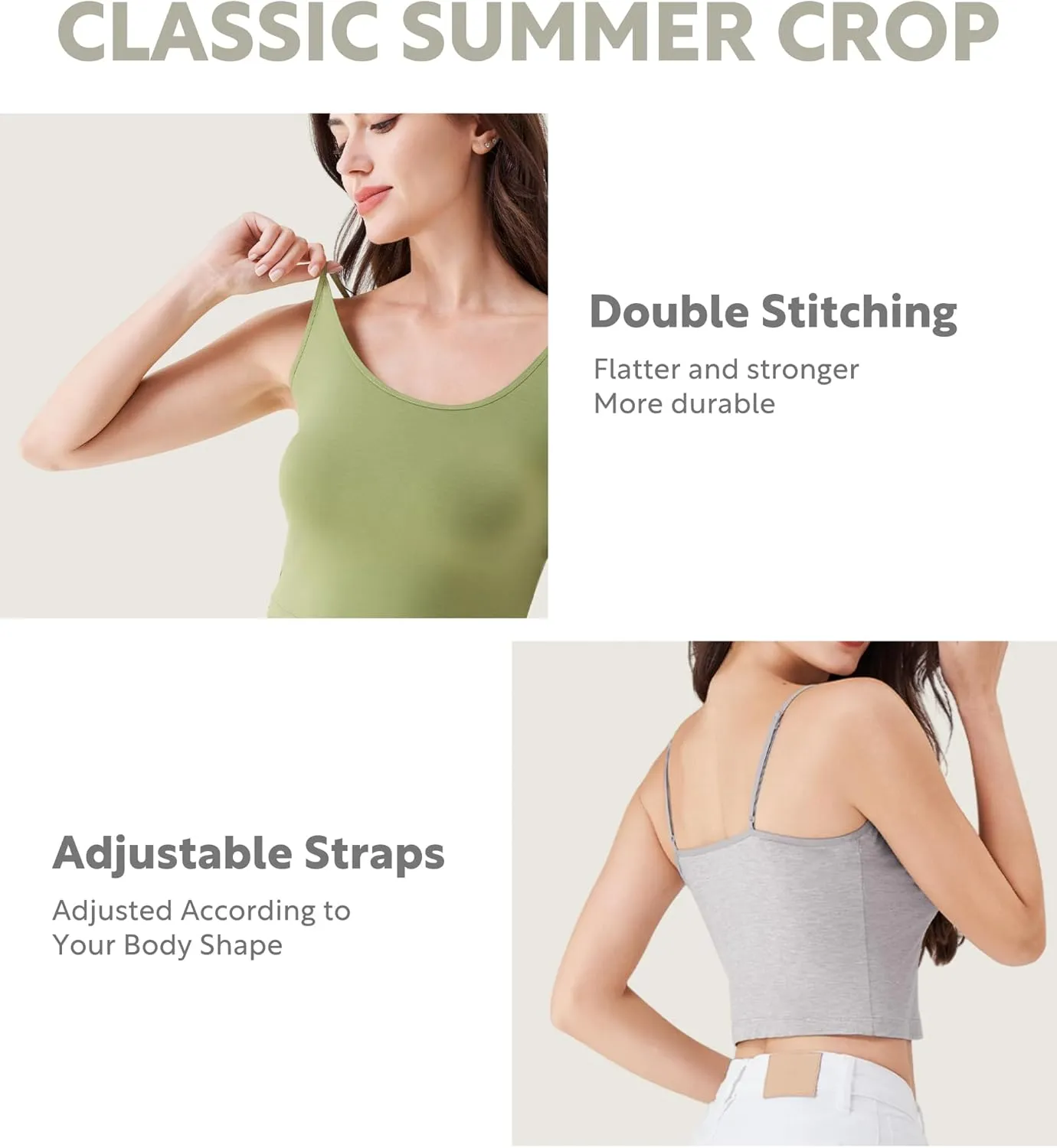 DAVID ARCHY Women's Crop 3-Pack Seamless Bamboo Rayon Camisole Crop Tank Tops No Pad