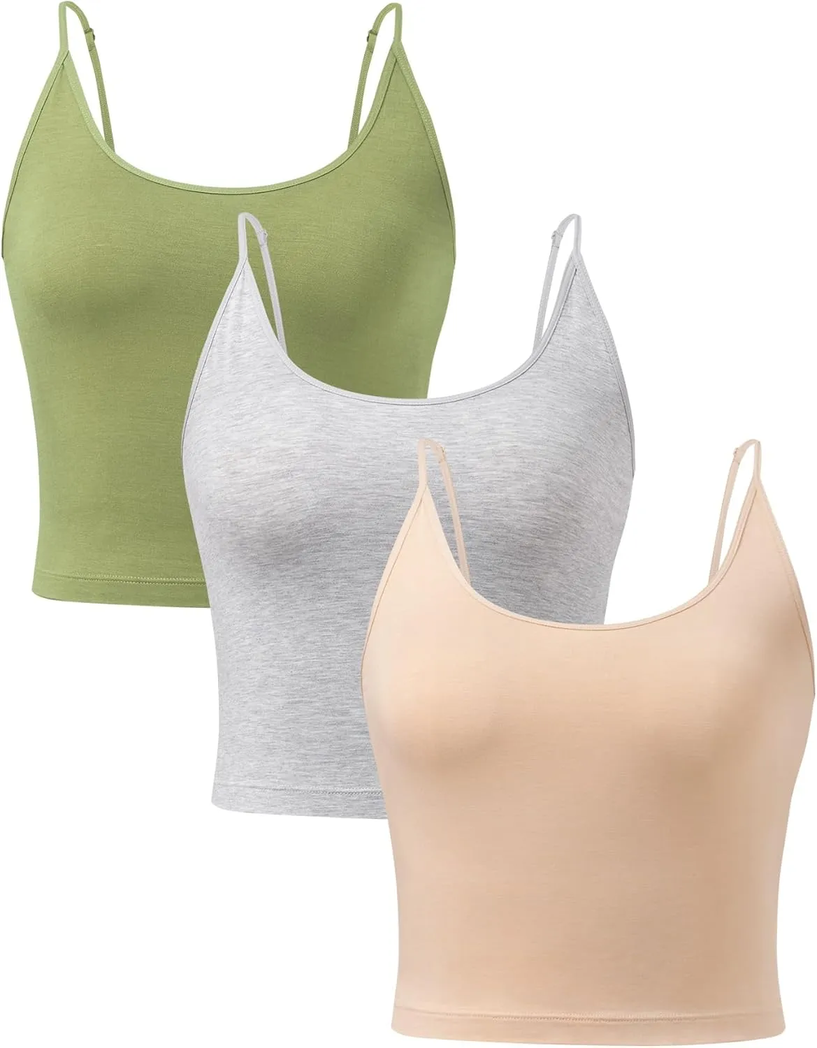 DAVID ARCHY Women's Crop 3-Pack Seamless Bamboo Rayon Camisole Crop Tank Tops No Pad