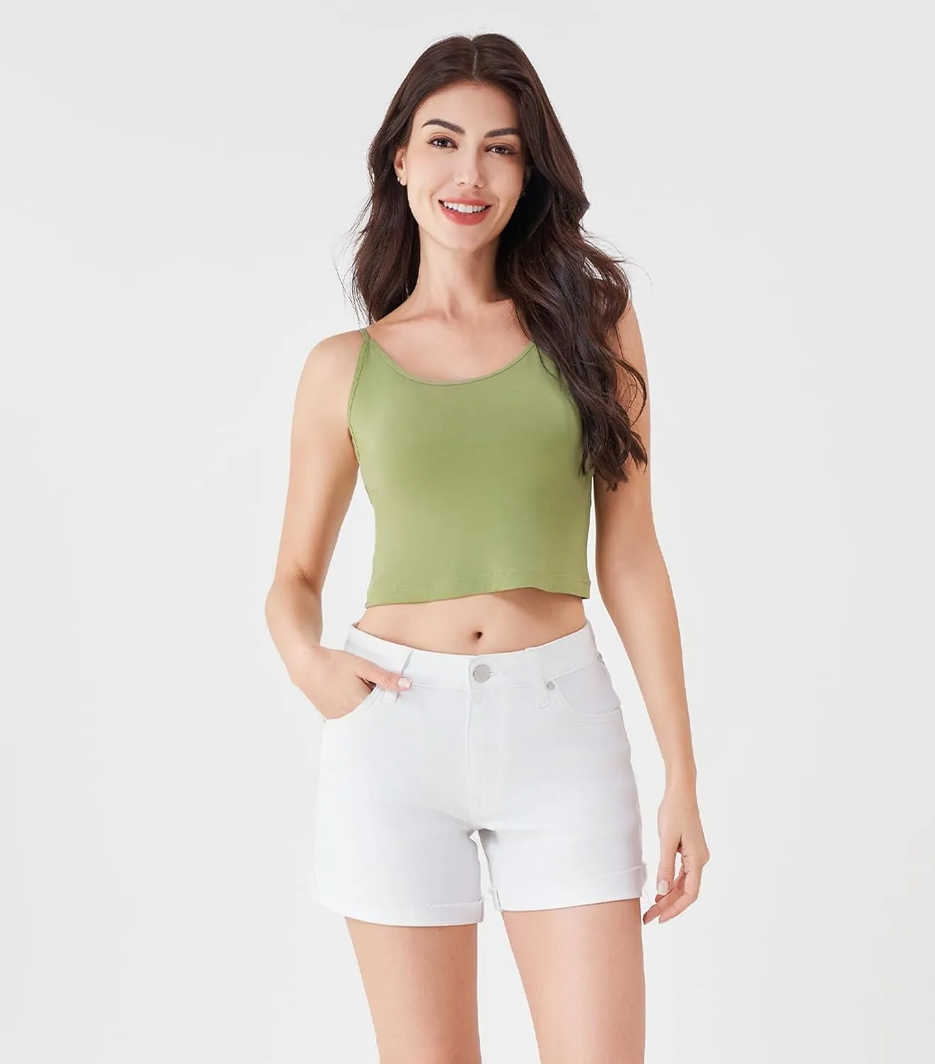 DAVID ARCHY Women's Crop 3-Pack Seamless Bamboo Rayon Camisole Crop Tank Tops No Pad