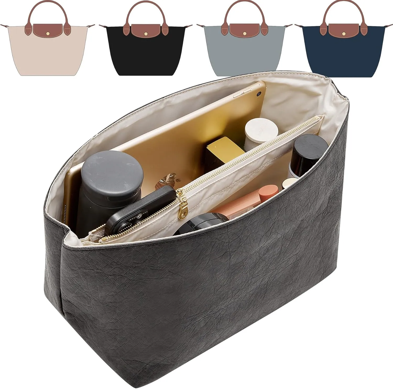 Doxo Purse Organizer Insert Compatible with Longchamp Le Pliage S Handbag and More, Lightweight Waterproof Handbag Organizer Bag Insert Shaper for Small Purse(Black, S)