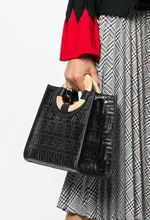 Embossed Logo Shoulder Bag, Black