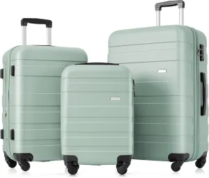 Expandable Luggage Set 3 Pcs, Lightweight & Durable Hardshell Suitcases with Spinner Wheels & TSA Lock, 20" 24" 28", Green