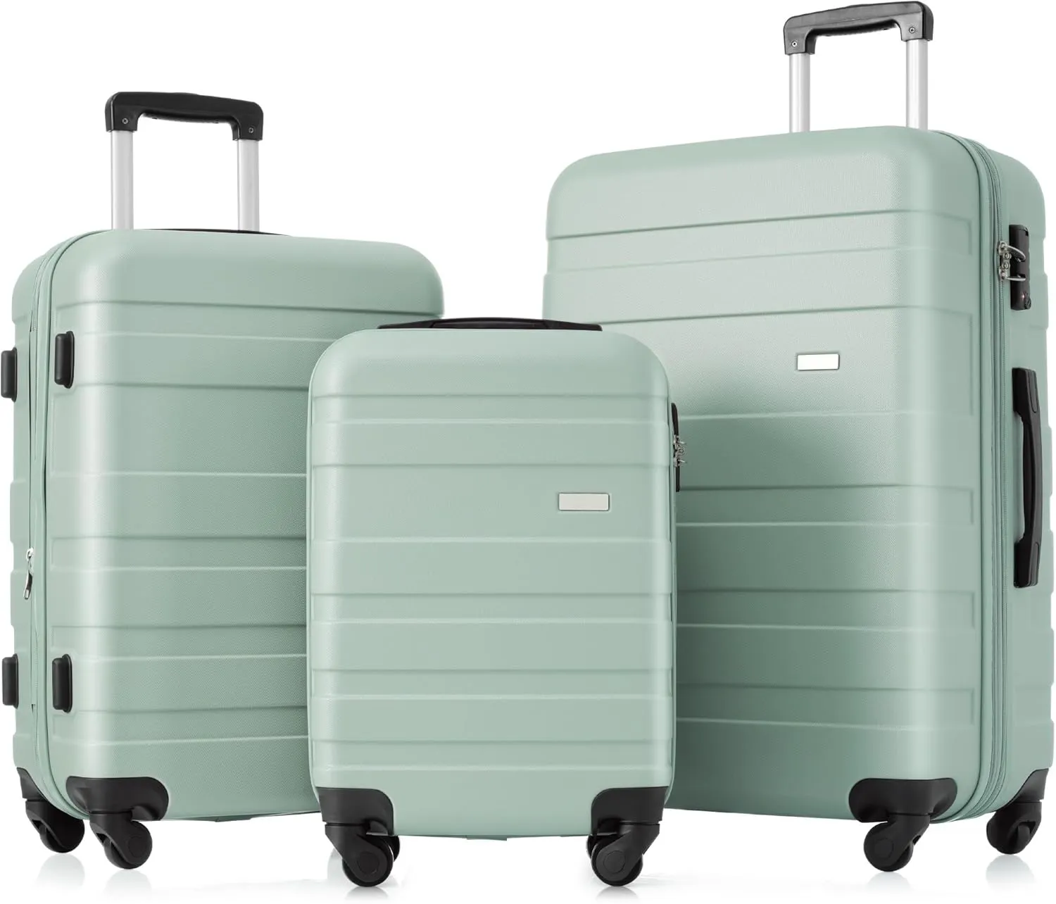 Expandable Luggage Set 3 Pcs, Lightweight & Durable Hardshell Suitcases with Spinner Wheels & TSA Lock, 20" 24" 28", Green
