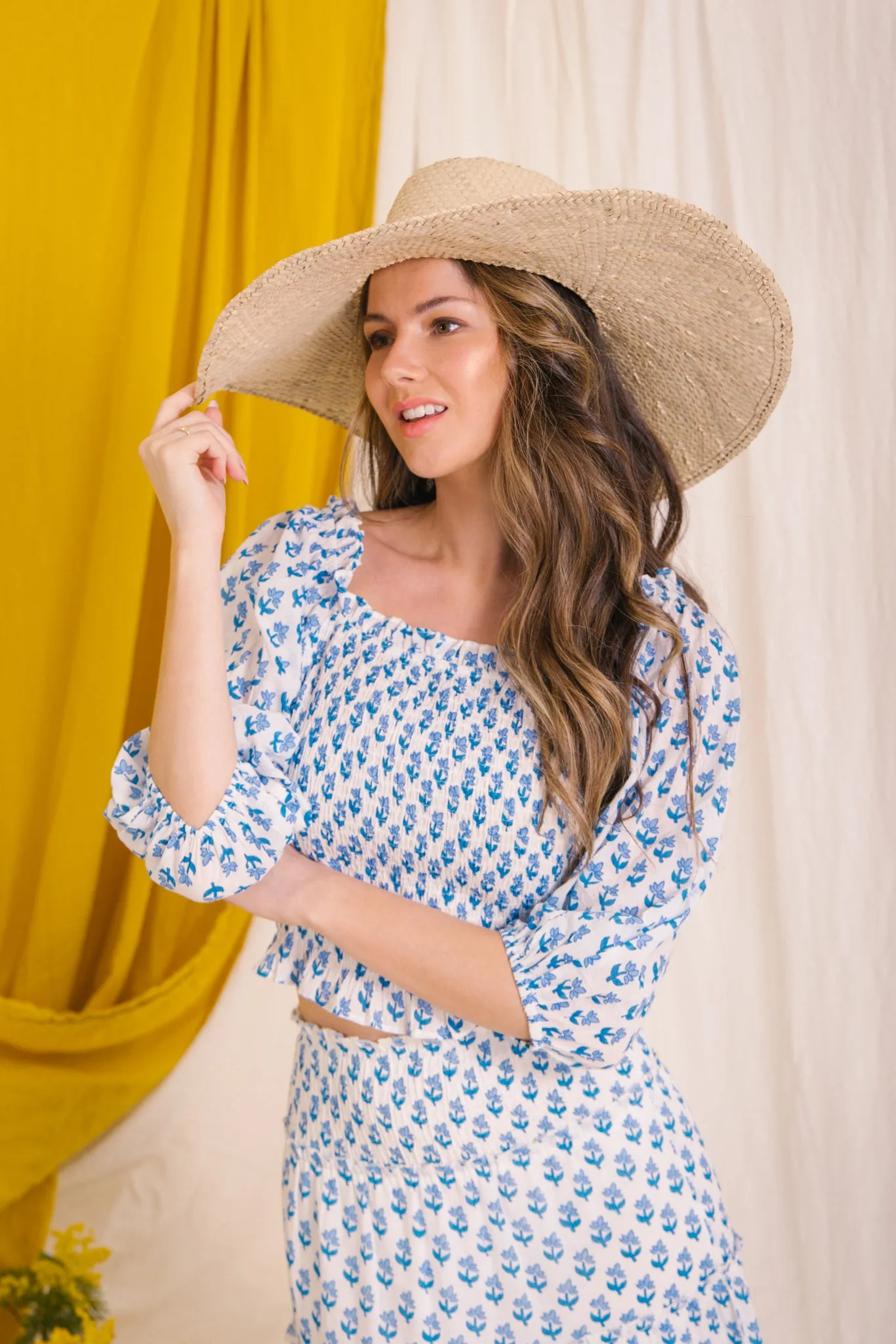 Flores Smock Top - Blue