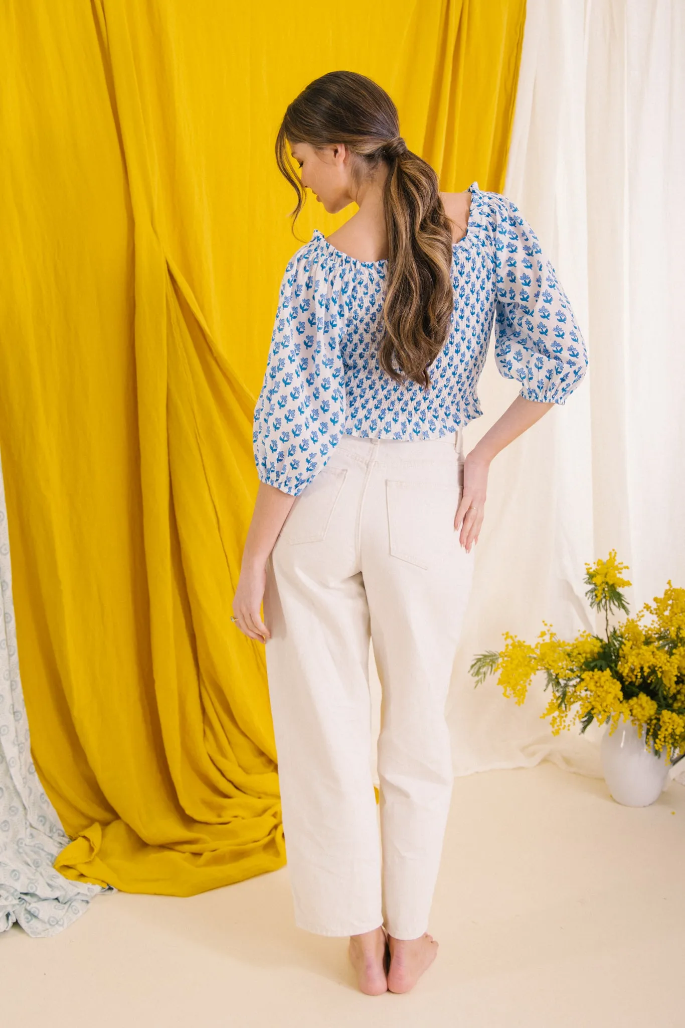 Flores Smock Top - Blue
