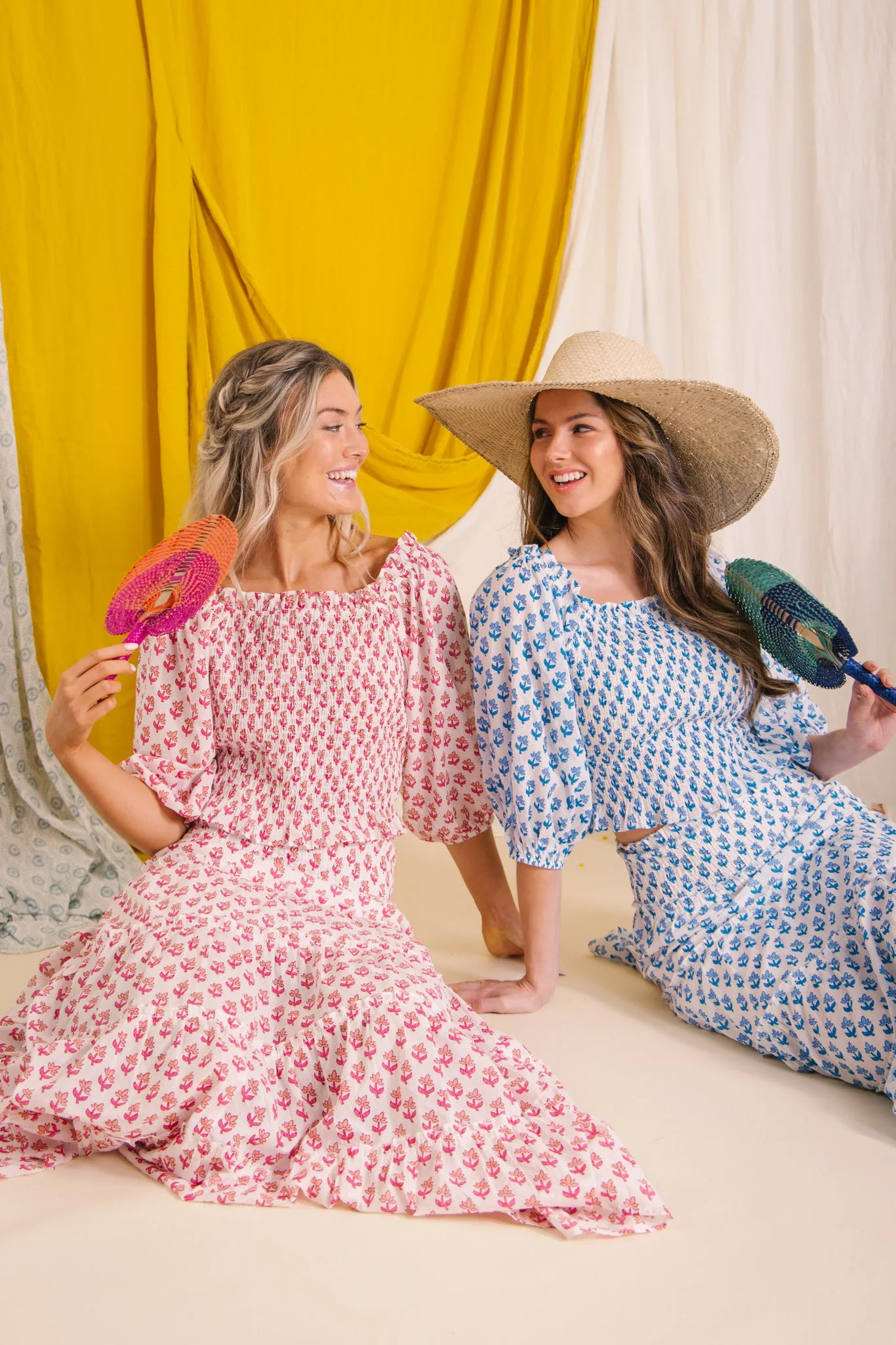 Flores Smock Top - Blue