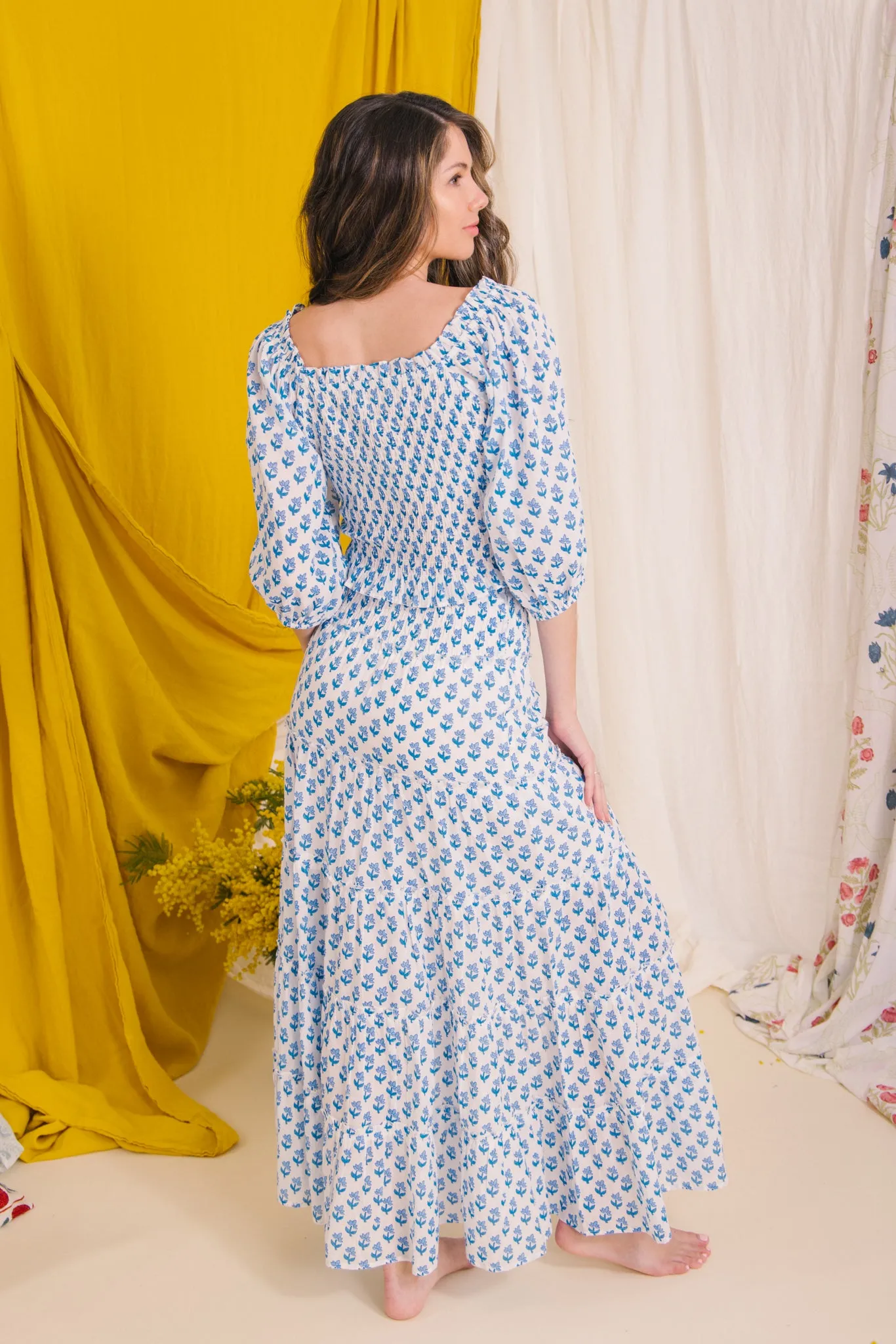 Flores Smock Top - Blue