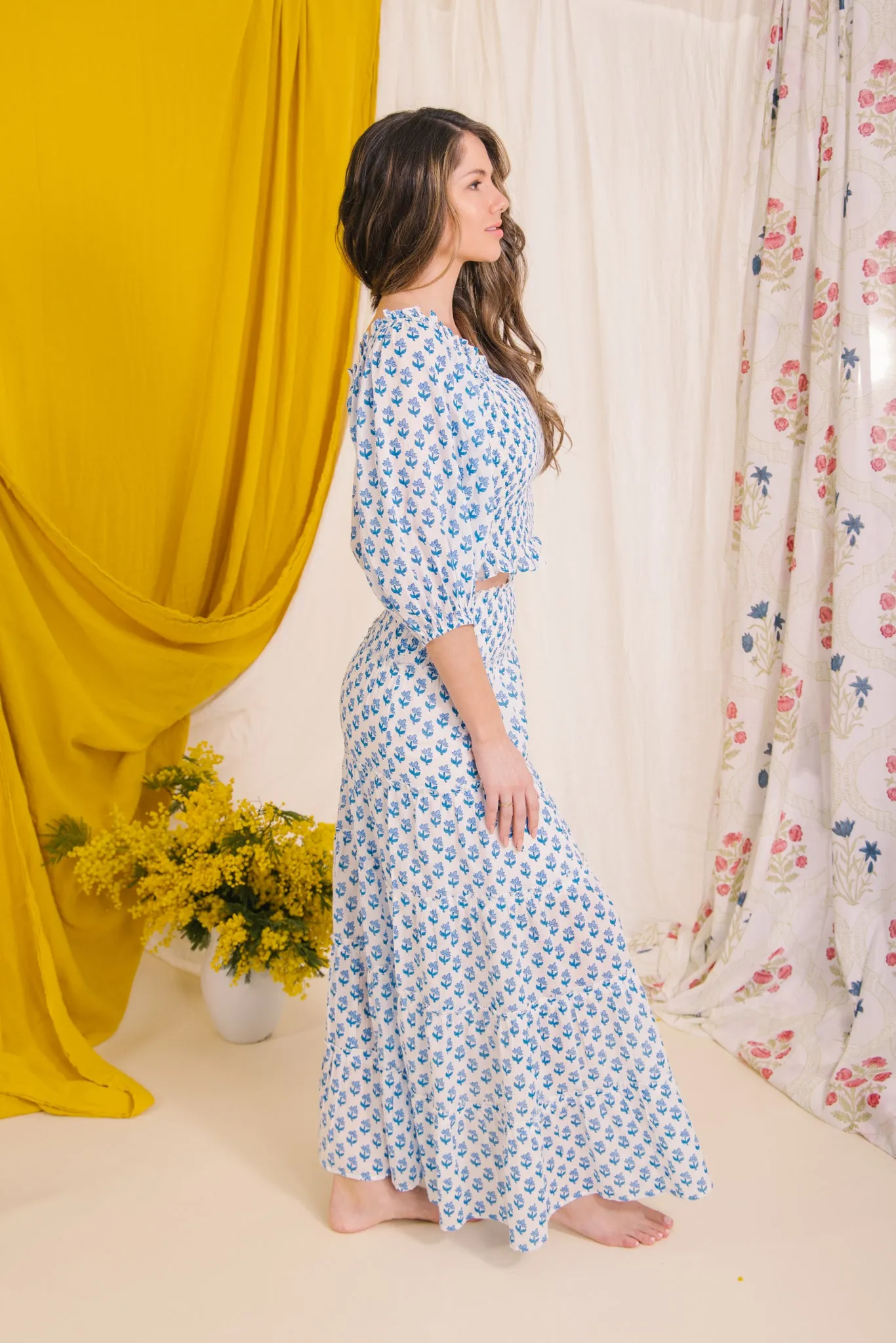 Flores Smock Top - Blue