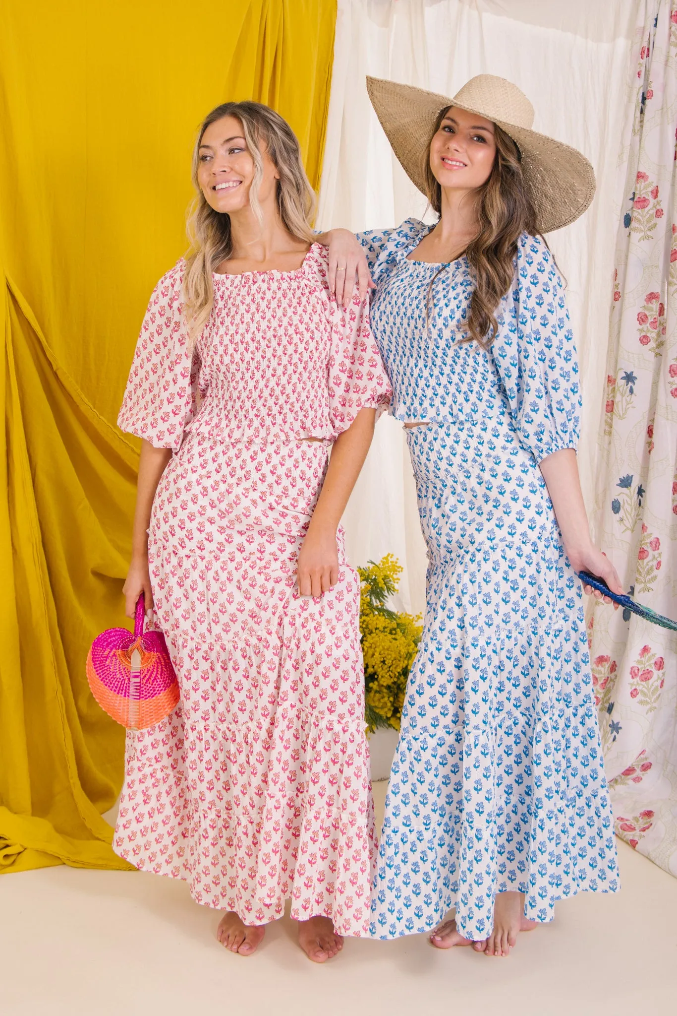 Flores Smock Top - Blue